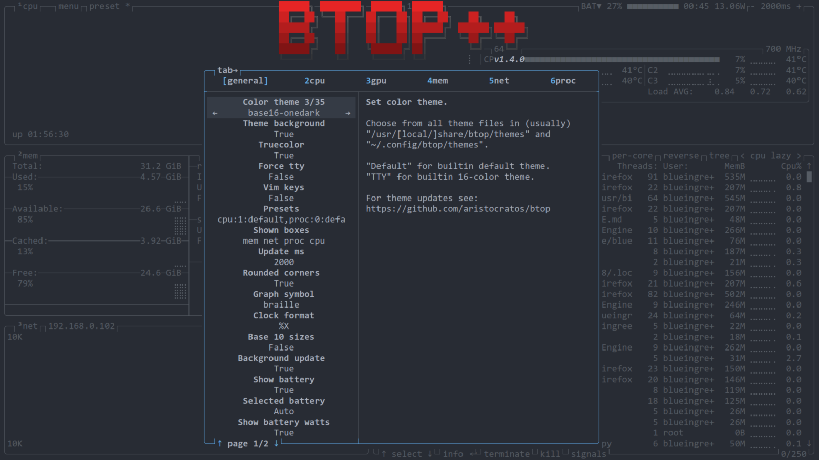 Change theme in btop
