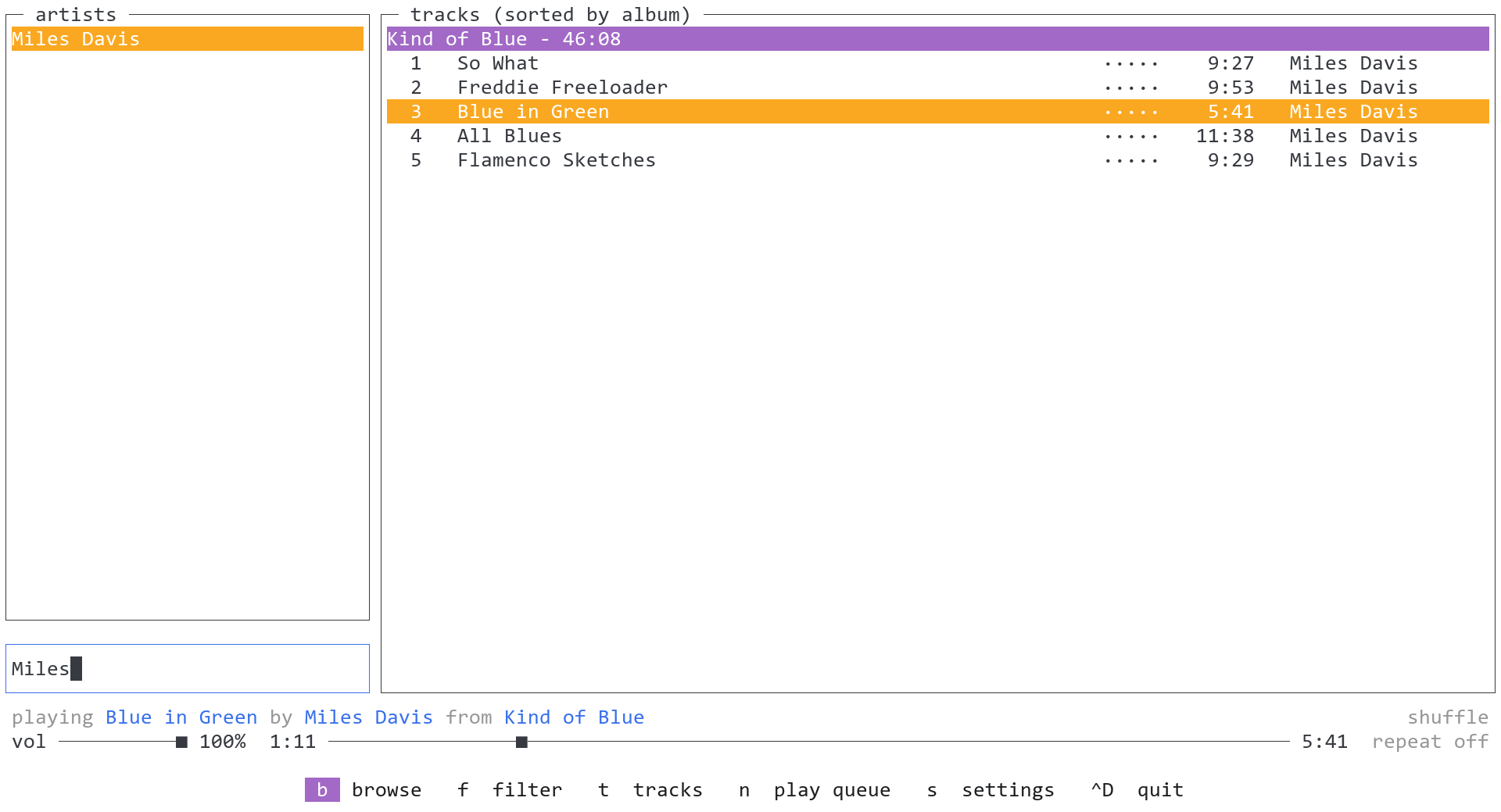 Example musikcube with base16-google-light colorscheme