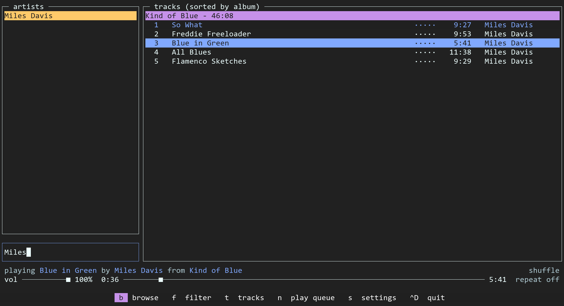 Example musikcube with base16-onedark colorscheme